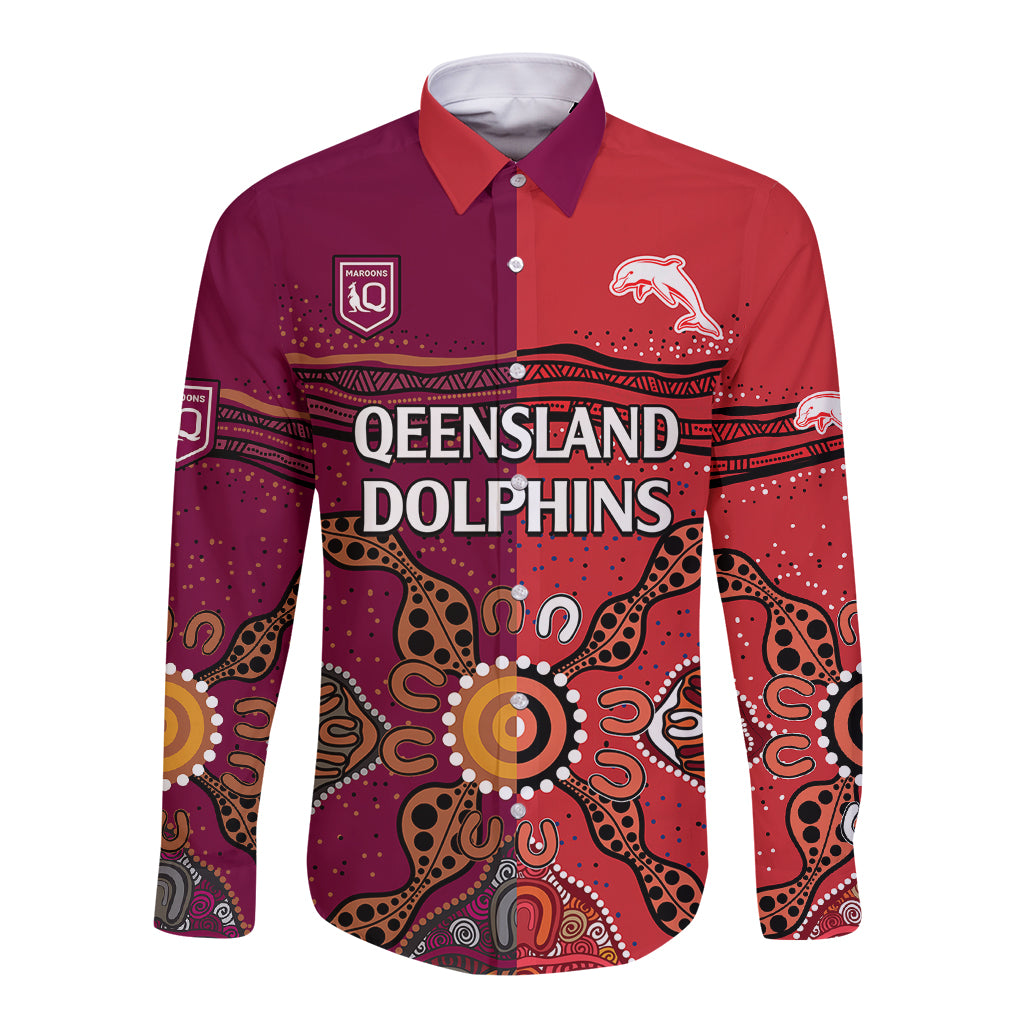 custom-text-and-number-nrl-dolphins-combine-queensland-origin-long-sleeve-button-shirt-aboriginal-2023