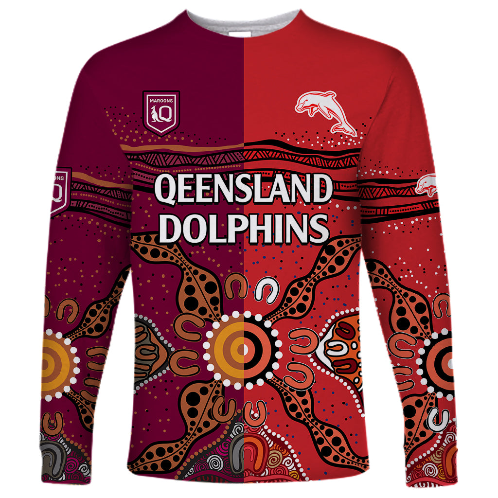 custom-text-and-number-nrl-dolphins-combine-queensland-origin-long-sleeve-shirt-aboriginal-2023