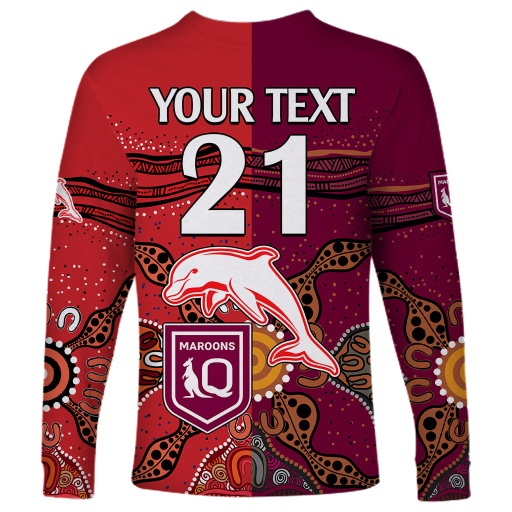 custom-text-and-number-nrl-dolphins-combine-queensland-origin-long-sleeve-shirt-aboriginal-2023