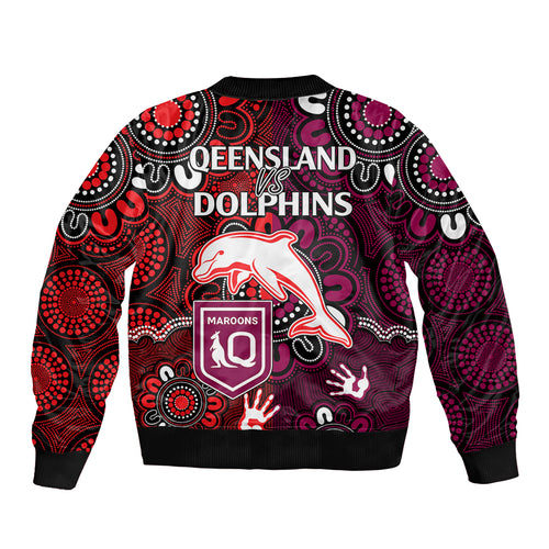 nrl-dolphins-combine-queensland-origin-sleeve-zip-bomber-jacket-indigenous-aboriginal-style