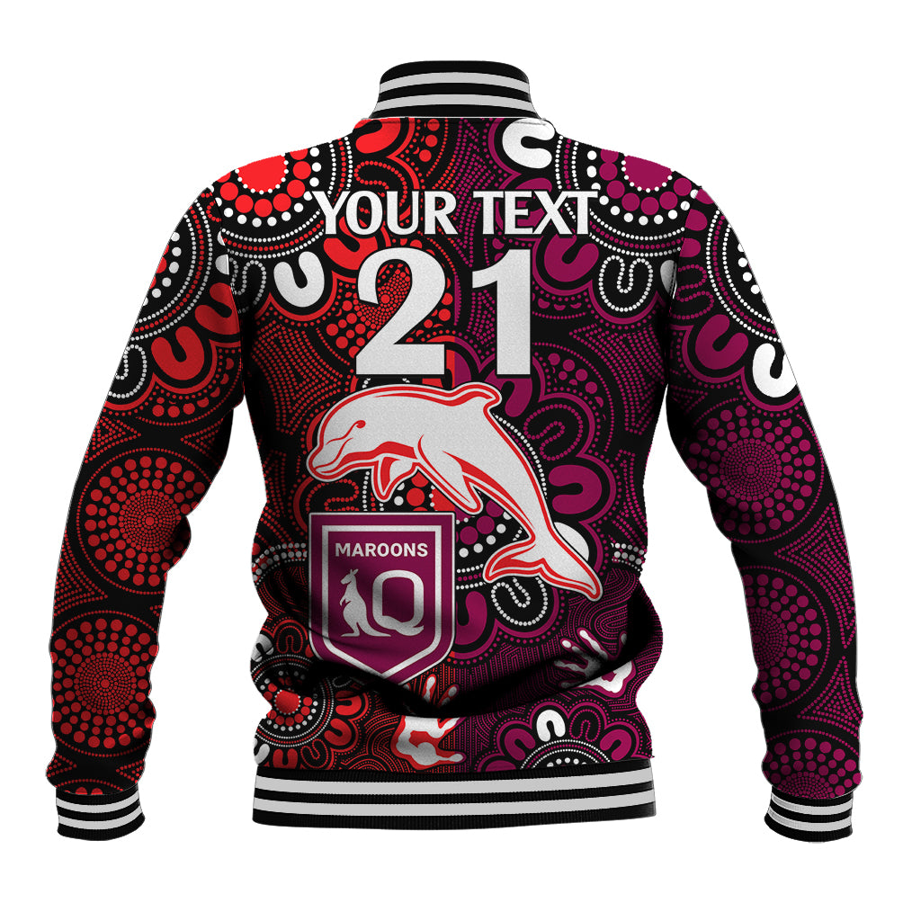 custom-text-and-number-nrl-dolphins-combine-queensland-origin-baseball-jacket-indigenous-aboriginal-style