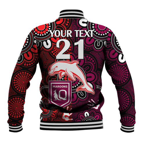 custom-text-and-number-nrl-dolphins-combine-queensland-origin-baseball-jacket-indigenous-aboriginal-style