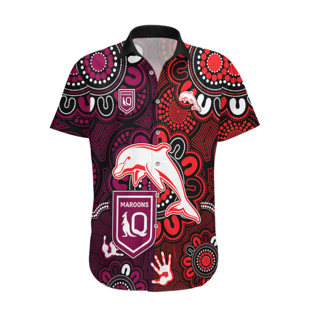 custom-text-and-number-nrl-dolphins-combine-queensland-origin-hawaiian-shirt-indigenous-aboriginal-style