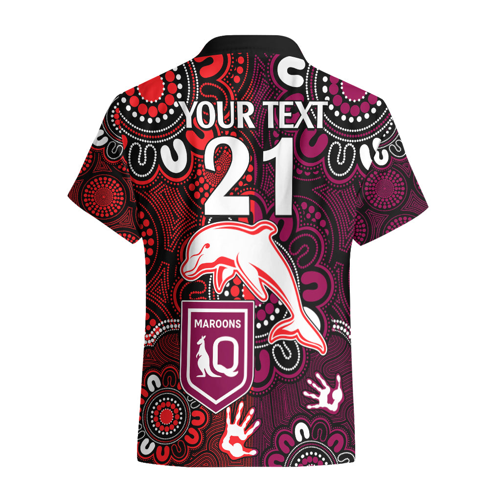 custom-text-and-number-nrl-dolphins-combine-queensland-origin-hawaiian-shirt-indigenous-aboriginal-style