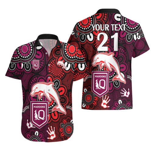 custom-text-and-number-nrl-dolphins-combine-queensland-origin-hawaiian-shirt-indigenous-aboriginal-style