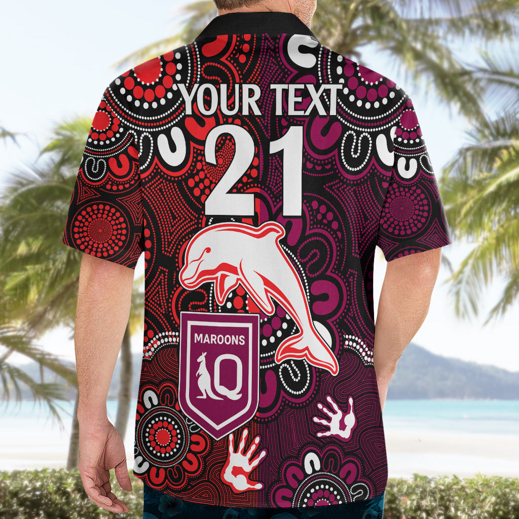 custom-text-and-number-nrl-dolphins-combine-queensland-origin-hawaiian-shirt-indigenous-aboriginal-style