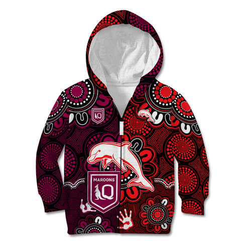 custom-text-and-number-nrl-dolphins-combine-queensland-origin-kid-hoodie-indigenous-aboriginal-style