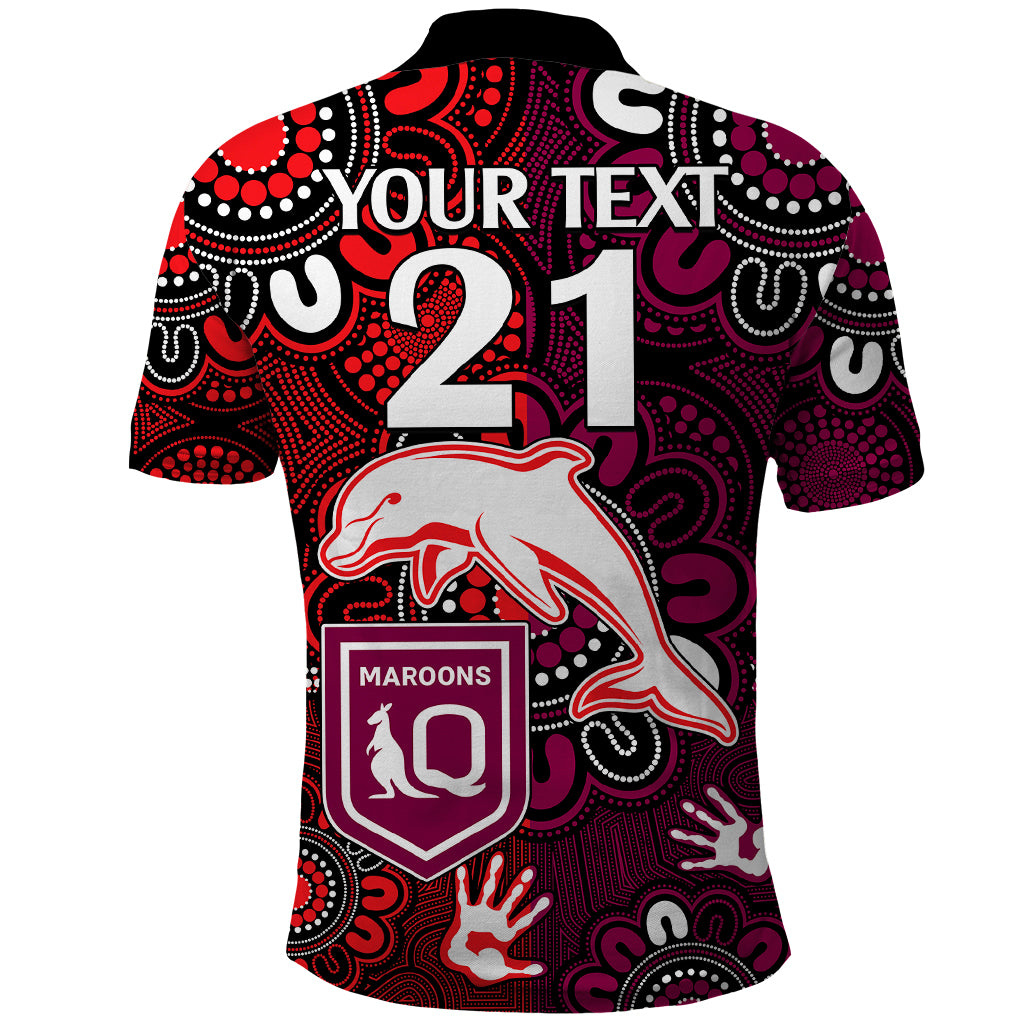 custom-text-and-number-nrl-dolphins-combine-queensland-origin-polo-shirt-indigenous-aboriginal-style