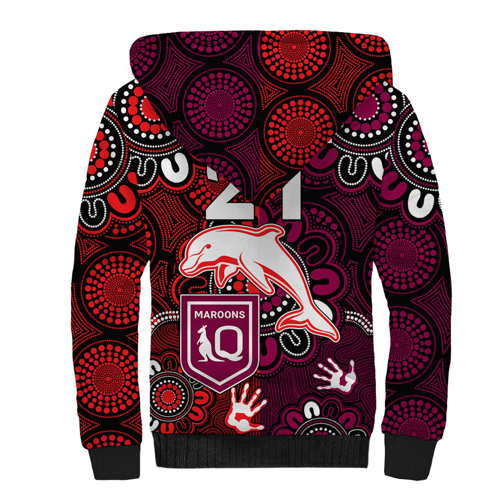custom-text-and-number-nrl-dolphins-combine-queensland-origin-sherpa-hoodie-indigenous-aboriginal-style