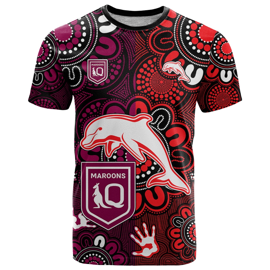 custom-text-and-number-nrl-dolphins-combine-queensland-origin-t-shirt-indigenous-aboriginal-style