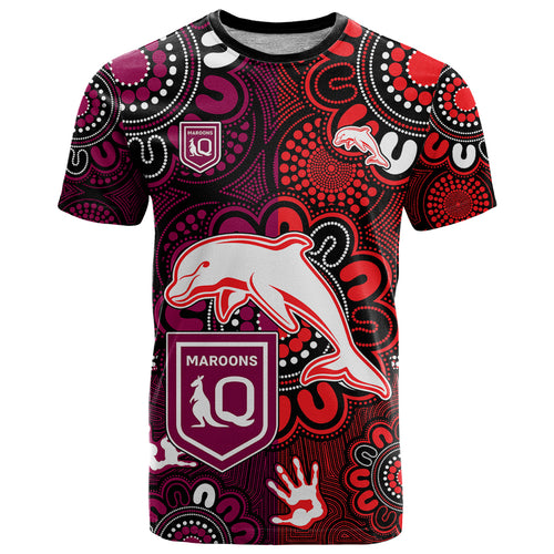 custom-text-and-number-nrl-dolphins-combine-queensland-origin-t-shirt-indigenous-aboriginal-style