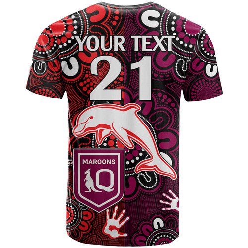 custom-text-and-number-nrl-dolphins-combine-queensland-origin-t-shirt-indigenous-aboriginal-style