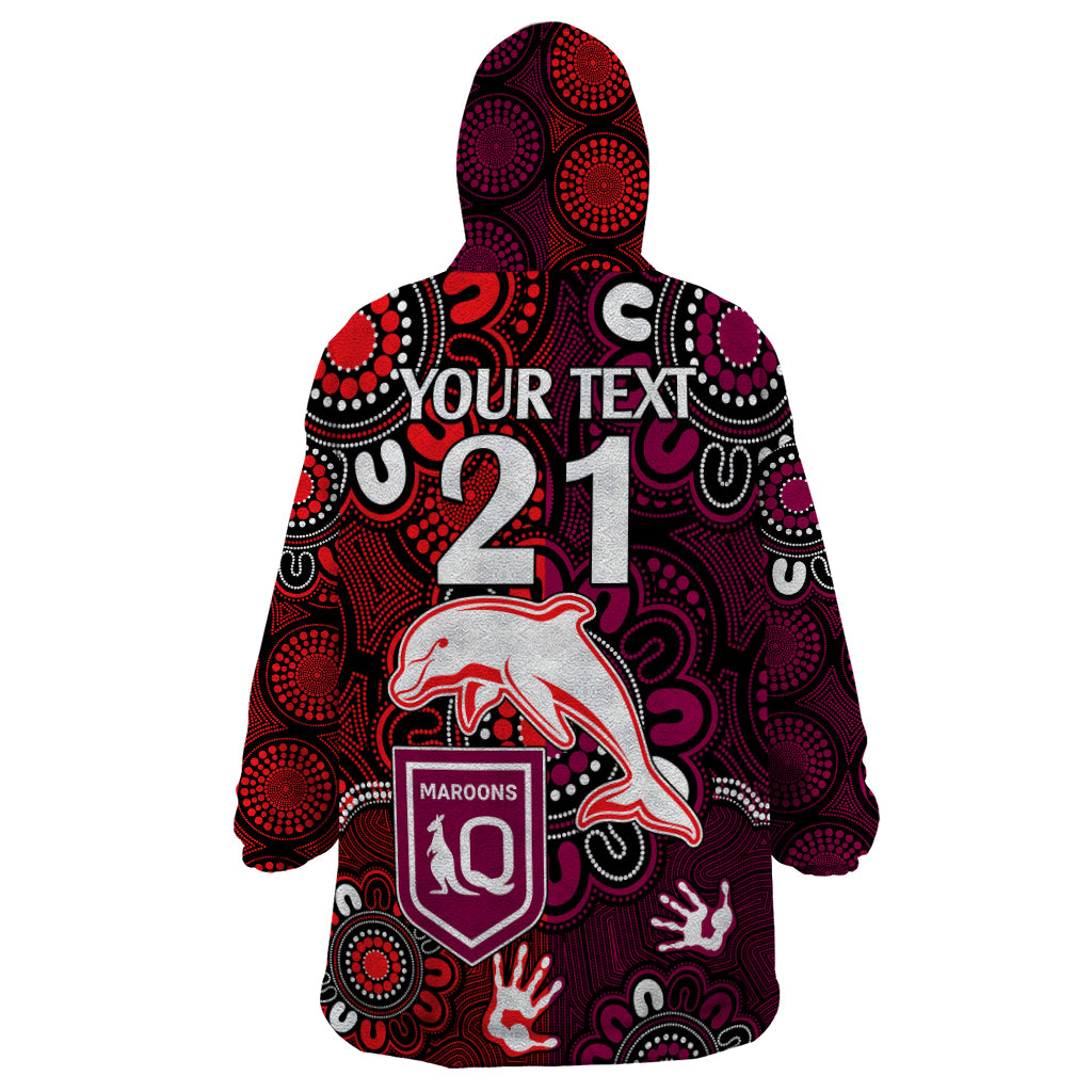 custom-text-and-number-nrl-dolphins-combine-queensland-origin-wearable-blanket-hoodie-indigenous-aboriginal-style