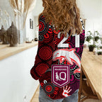(Custom Text And Number) NRL Dolphins Combine Queensland Origin Women Casual Shirt Indigenous Aboriginal Style LT9