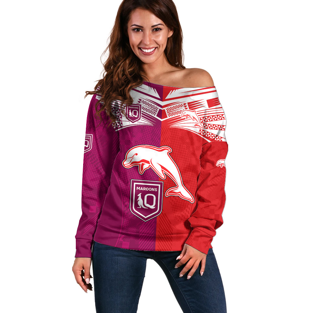 nrl-dolphins-combine-queensland-origin-off-shoulder-sweater-sporty-style-2023
