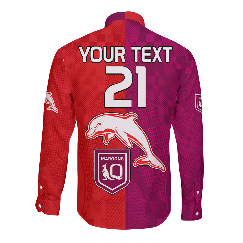 custom-text-and-number-nrl-dolphins-combine-queensland-origin-long-sleeve-button-shirt-sporty-style-2023