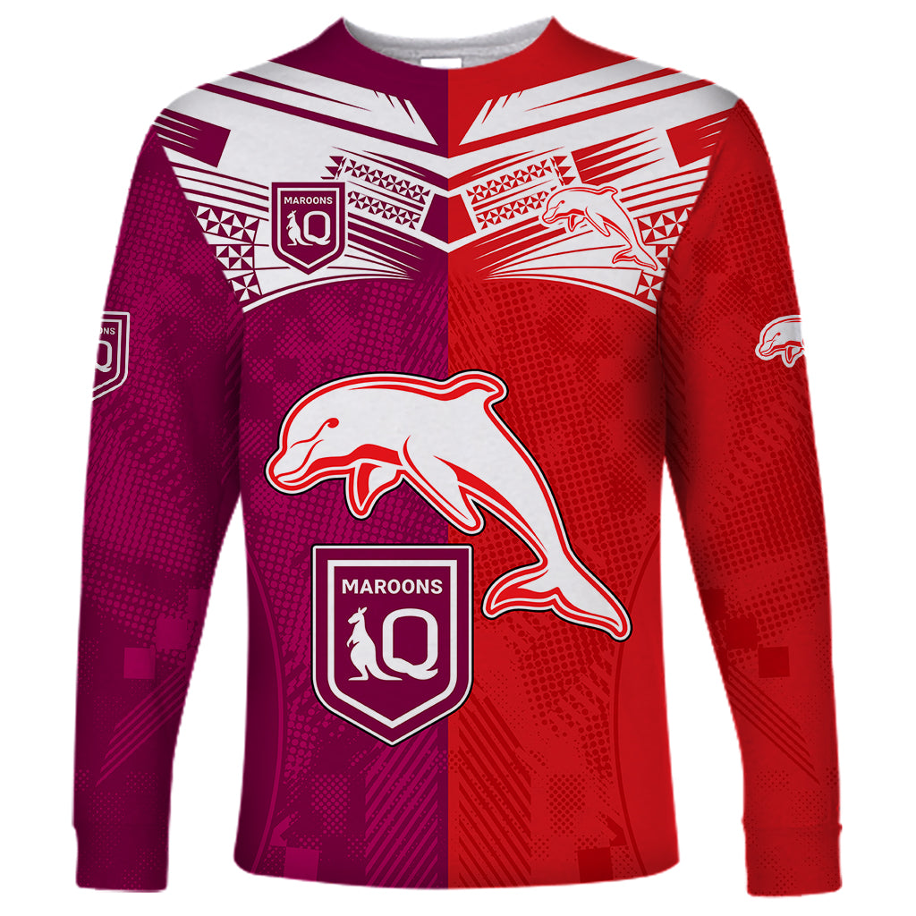 custom-text-and-number-nrl-dolphins-combine-queensland-origin-long-sleeve-shirt-sporty-style-2023