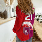 (Custom Text And Number) NRL Dolphins Combine Queensland Origin Women Casual Shirt Sporty Style 2023 LT9