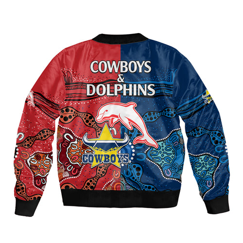 nrl-half-dolphins-and-half-cowboys-rugby-bomber-jacket-aboriginal-2023
