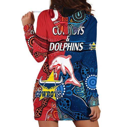 nrl-half-dolphins-and-half-cowboys-rugby-hoodie-dress-aboriginal-2023