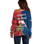 nrl-half-dolphins-and-half-cowboys-rugby-off-shoulder-sweater-aboriginal-2023