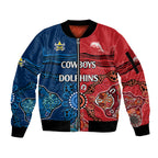 nrl-half-dolphins-and-half-cowboys-rugby-sleeve-zip-bomber-jacket-aboriginal-2023