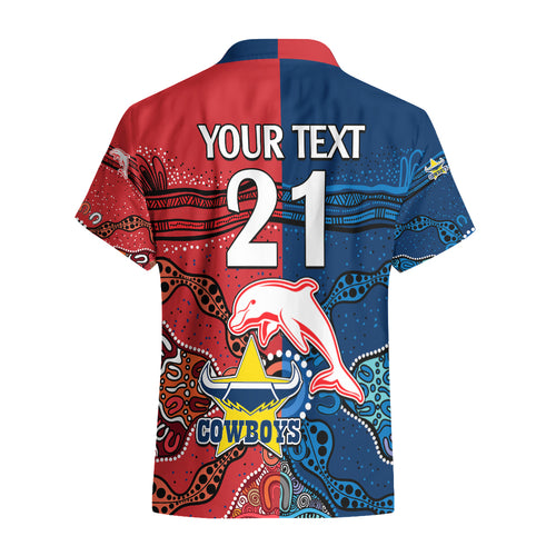 custom-text-and-number-nrl-half-dolphins-and-half-cowboys-rugby-hawaiian-shirt-aboriginal-2023