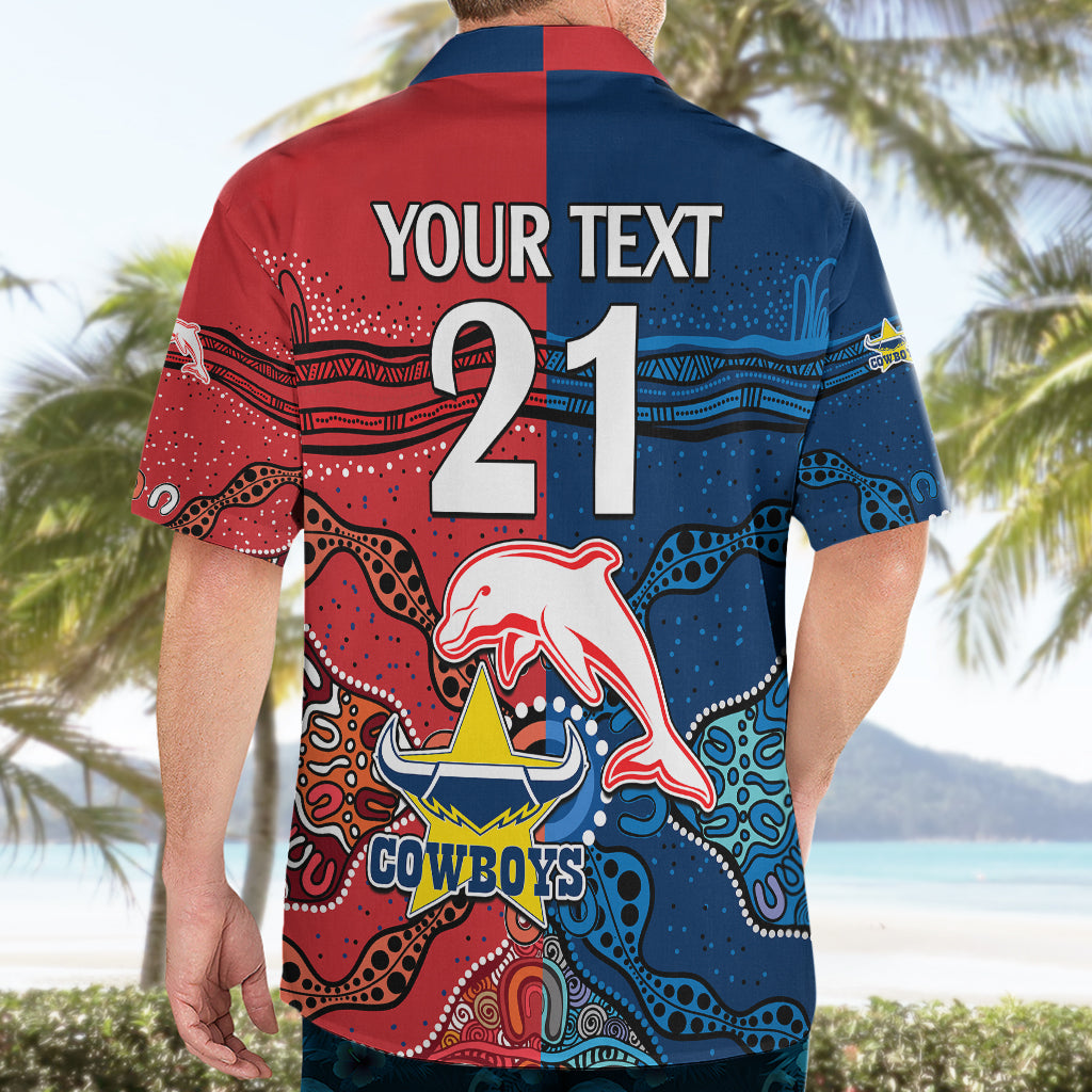custom-text-and-number-nrl-half-dolphins-and-half-cowboys-rugby-hawaiian-shirt-aboriginal-2023