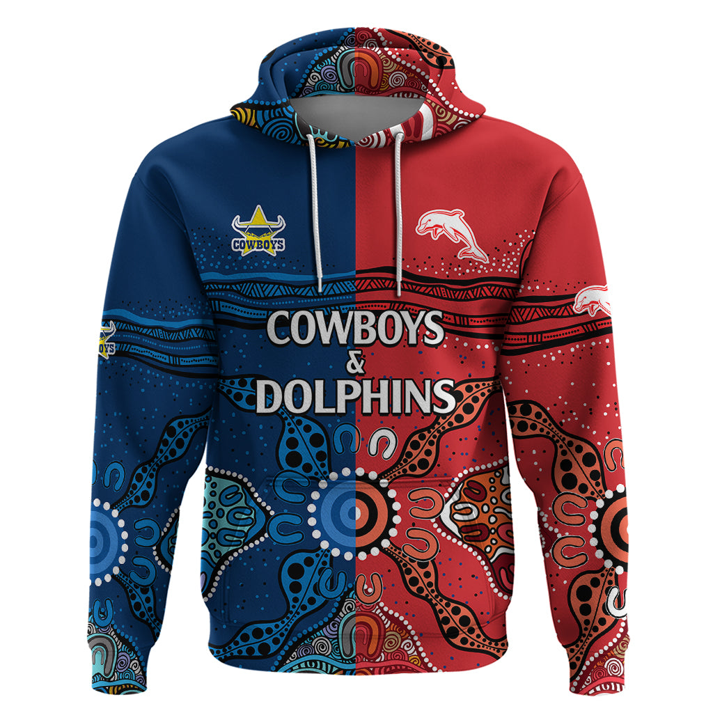custom-text-and-number-nrl-half-dolphins-and-half-cowboys-rugby-hoodie-aboriginal-2023