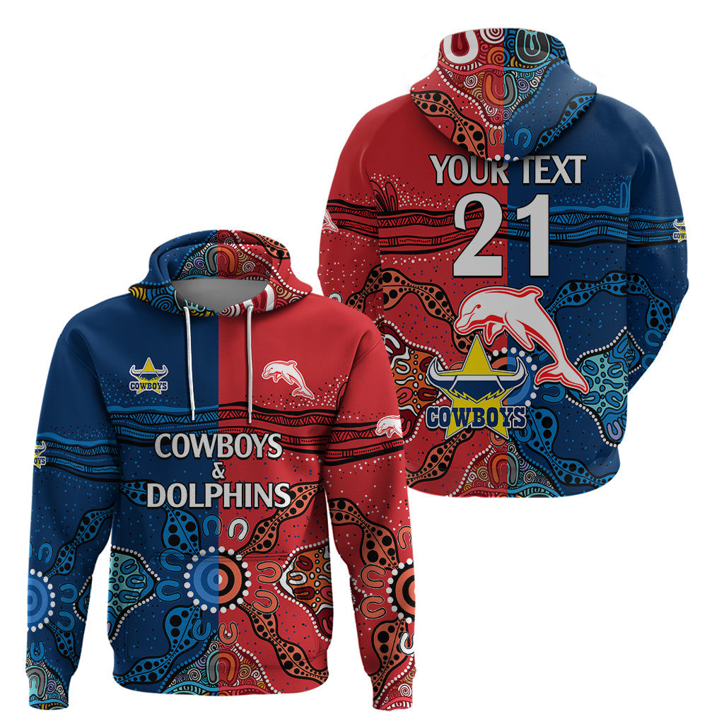 custom-text-and-number-nrl-half-dolphins-and-half-cowboys-rugby-hoodie-aboriginal-2023