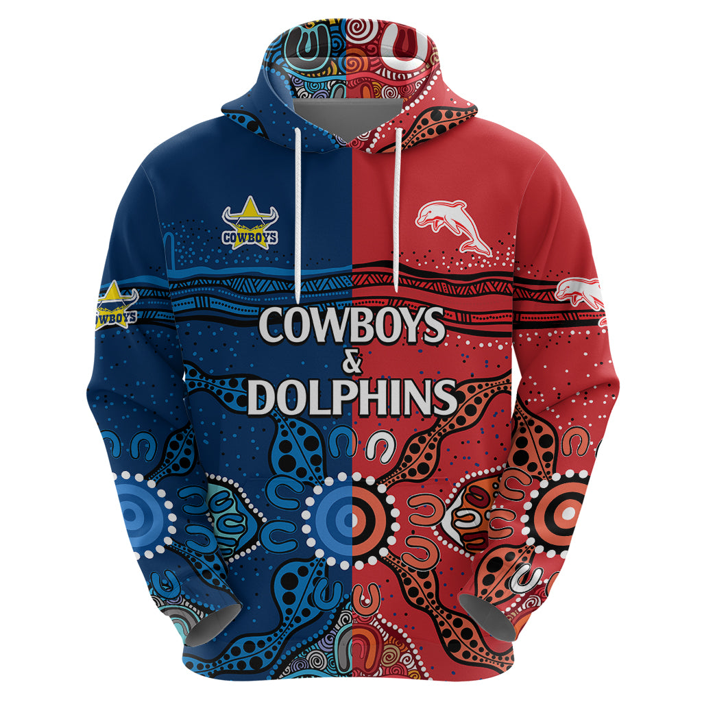 custom-text-and-number-nrl-half-dolphins-and-half-cowboys-rugby-hoodie-aboriginal-2023