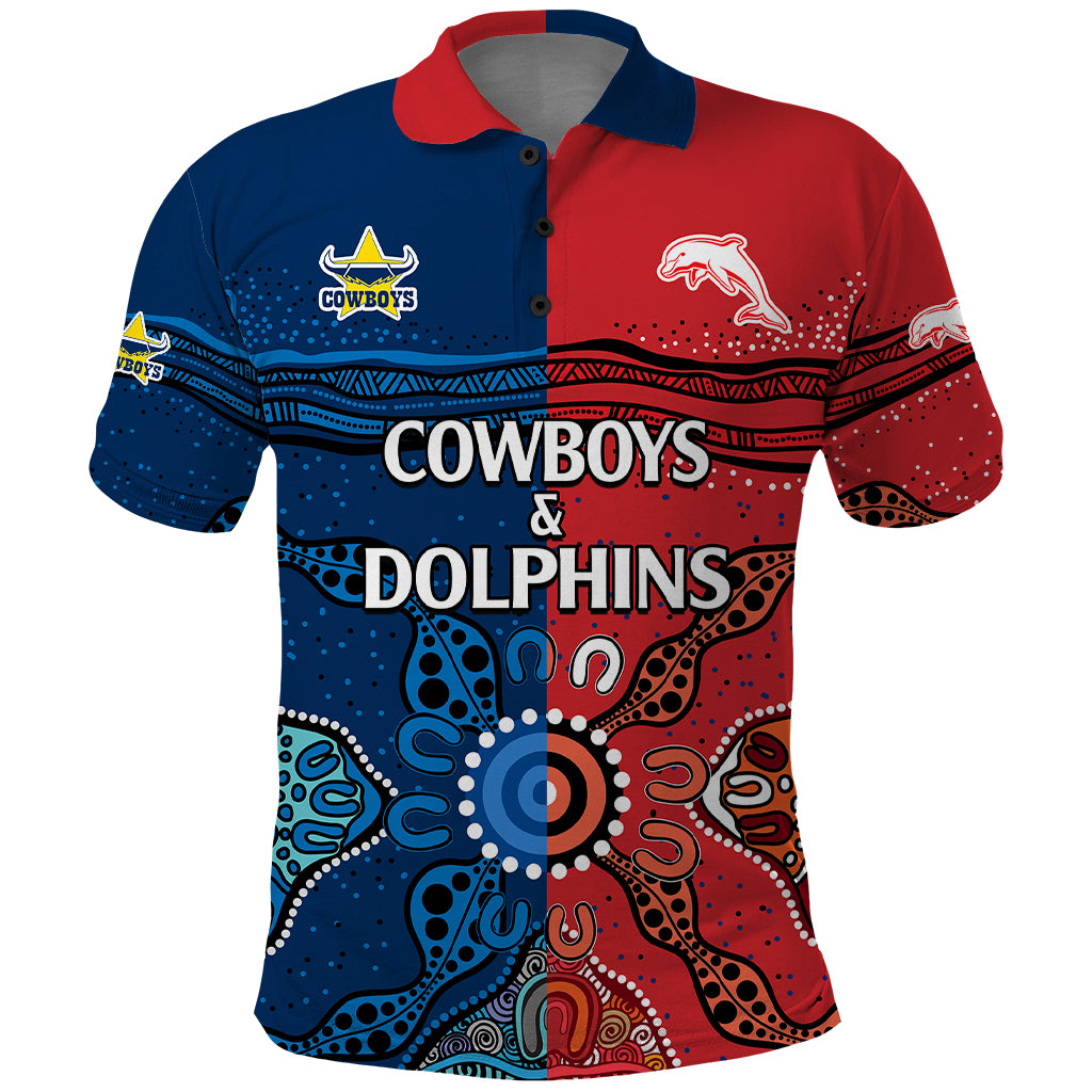 custom-text-and-number-nrl-half-dolphins-and-half-cowboys-rugby-polo-shirt-aboriginal-2023