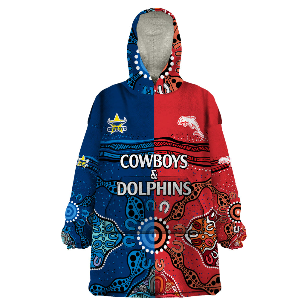 custom-text-and-number-nrl-half-dolphins-and-half-cowboys-rugby-wearable-blanket-hoodie-aboriginal-2023