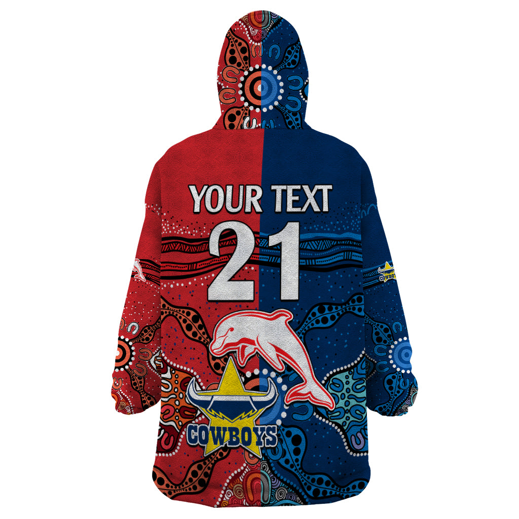 custom-text-and-number-nrl-half-dolphins-and-half-cowboys-rugby-wearable-blanket-hoodie-aboriginal-2023
