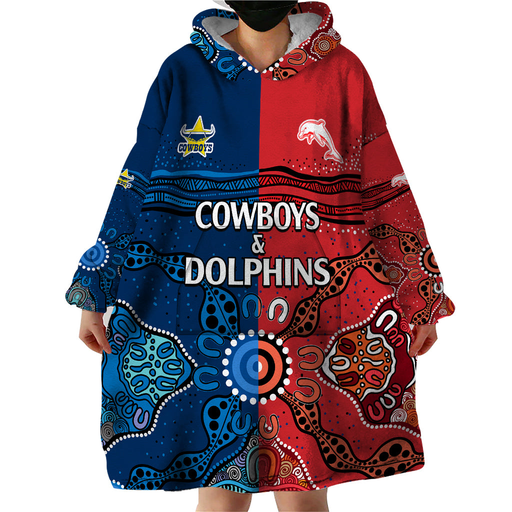 custom-text-and-number-nrl-half-dolphins-and-half-cowboys-rugby-wearable-blanket-hoodie-aboriginal-2023