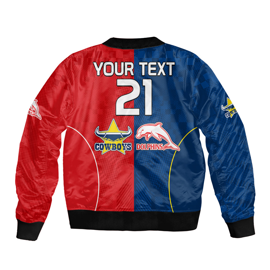 custom-text-and-number-nrl-half-dolphins-and-half-cowboys-rugby-bomber-jacket-sporty-style