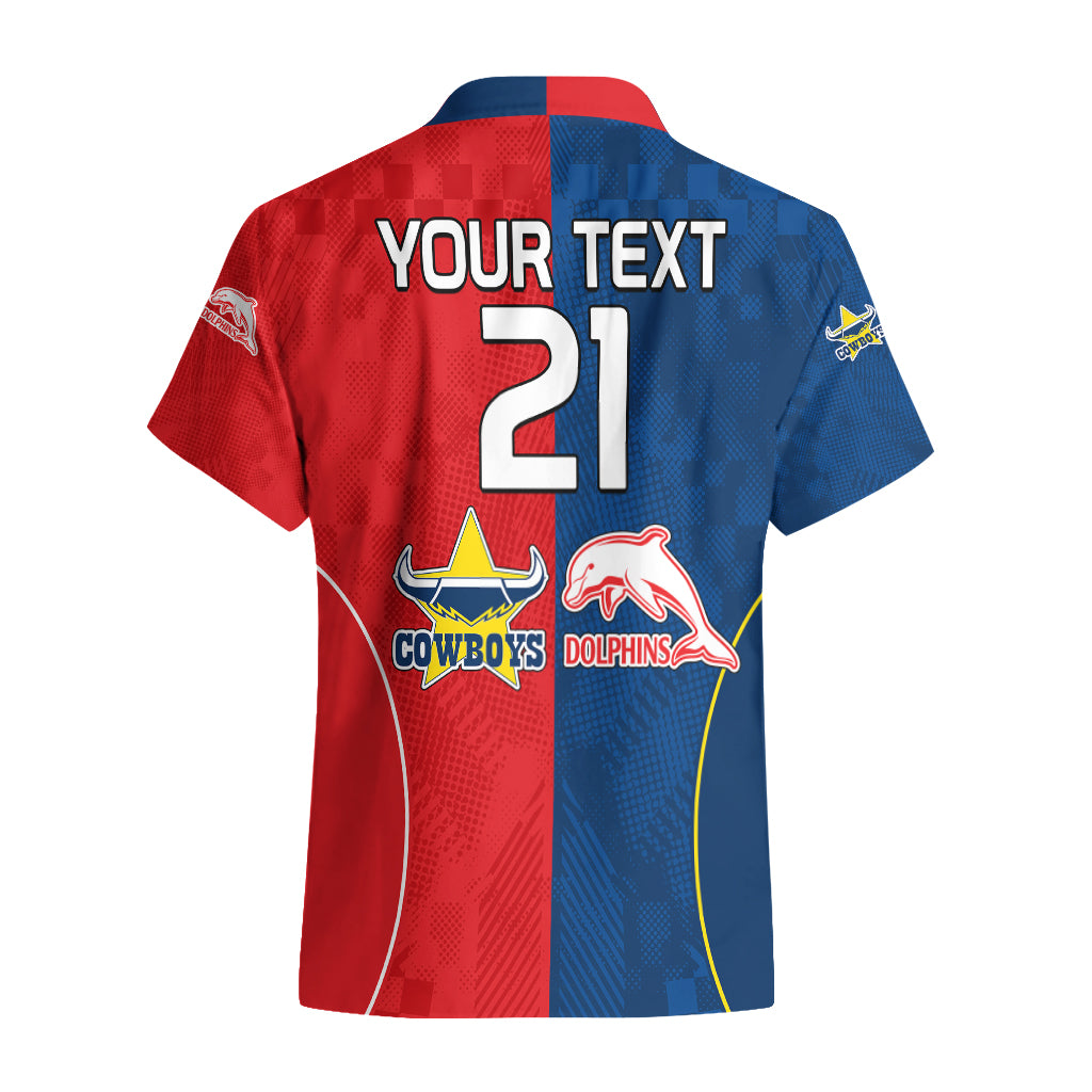 custom-text-and-number-nrl-half-dolphins-and-half-cowboys-rugby-hawaiian-shirt-sporty-style