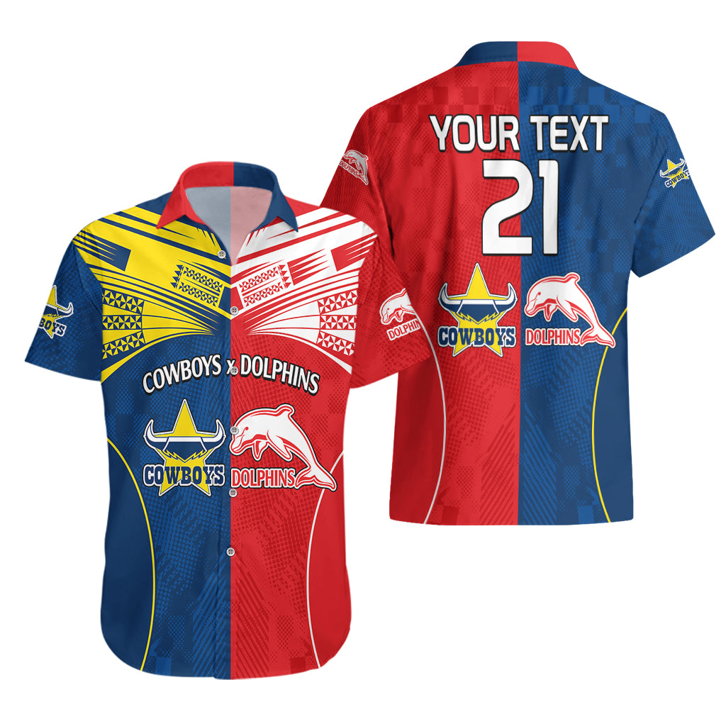 custom-text-and-number-nrl-half-dolphins-and-half-cowboys-rugby-hawaiian-shirt-sporty-style