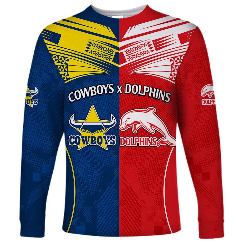 custom-text-and-number-nrl-half-dolphins-and-half-cowboys-rugby-long-sleeve-shirt-sporty-style