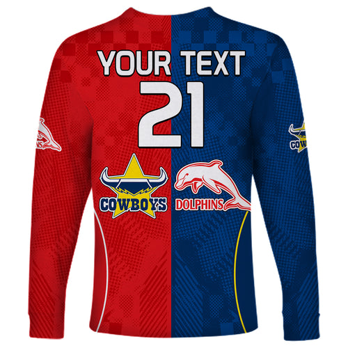 custom-text-and-number-nrl-half-dolphins-and-half-cowboys-rugby-long-sleeve-shirt-sporty-style