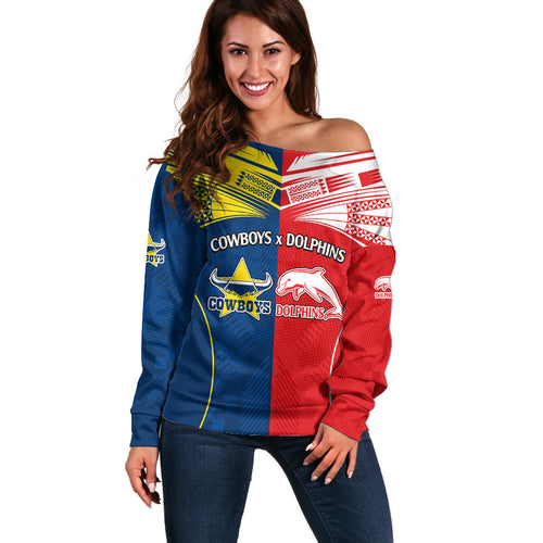custom-text-and-number-nrl-half-dolphins-and-half-cowboys-rugby-off-shoulder-sweater-sporty-style