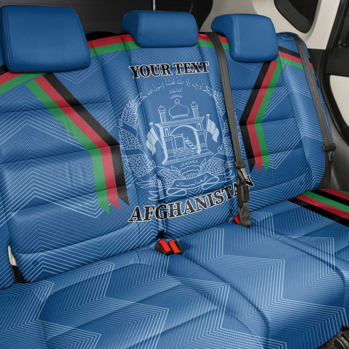 Custom Afghanistan Cricket Back Car Seat Cover Afghan Coat Of Arm with Special Flag