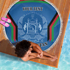Custom Afghanistan Cricket Beach Blanket Afghan Coat Of Arm with Special Flag