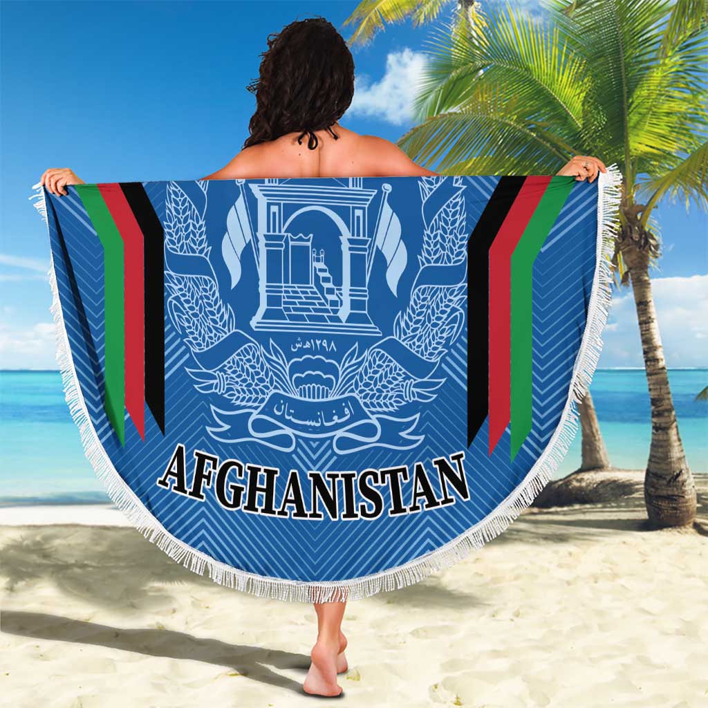 Custom Afghanistan Cricket Beach Blanket Afghan Coat Of Arm with Special Flag