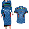 Custom Afghanistan Cricket Couples Matching Long Sleeve Bodycon Dress and Hawaiian Shirt Afghan Coat Of Arm with Special Flag