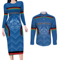 Custom Afghanistan Cricket Couples Matching Long Sleeve Bodycon Dress and Long Sleeve Button Shirt Afghan Coat Of Arm with Special Flag
