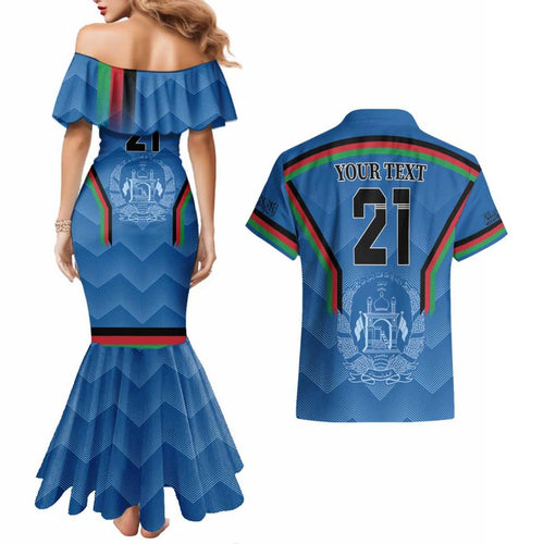 Custom Afghanistan Cricket Couples Matching Mermaid Dress and Hawaiian Shirt Afghan Coat Of Arm with Special Flag