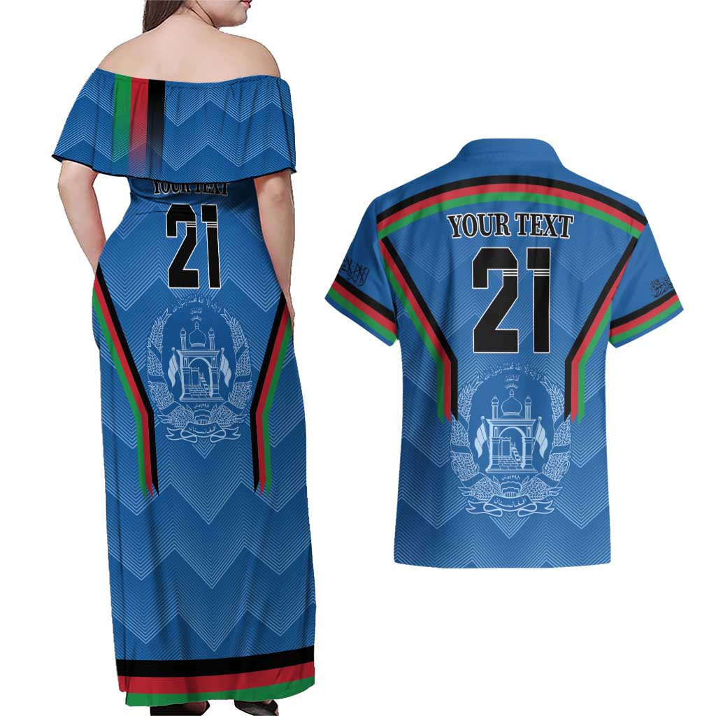 Custom Afghanistan Cricket Couples Matching Off Shoulder Maxi Dress and Hawaiian Shirt Afghan Coat Of Arm with Special Flag
