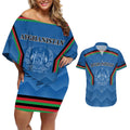 Custom Afghanistan Cricket Couples Matching Off Shoulder Short Dress and Hawaiian Shirt Afghan Coat Of Arm with Special Flag