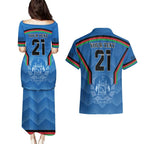 Custom Afghanistan Cricket Couples Matching Puletasi and Hawaiian Shirt Afghan Coat Of Arm with Special Flag